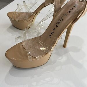 Marc Defang Beige Heels with Transparent Straps